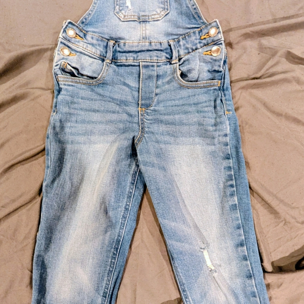 Old Navy Distressed Light-Wash Denim Overalls - Toddler Size 5T - Picture 2 of 7